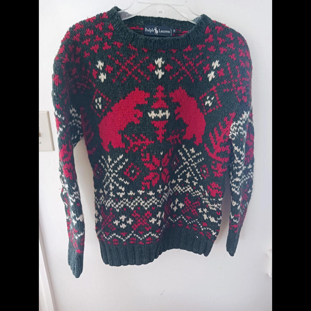 Vintage Ralph Lauren Nordic Hand Knit Wool 38" Women's Sweater